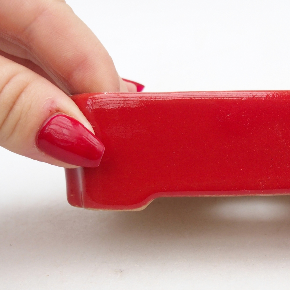 kerámia bonsai tál 11 x 9 x 3 cm, piros színben