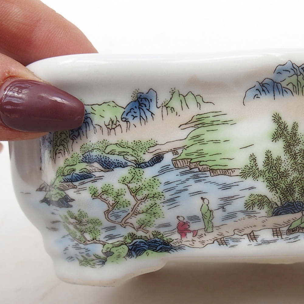 kerámia bonsai tál 15 x 11 x 5 cm, fehér színben