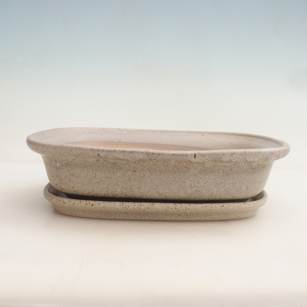 Bonsai tál + csészealj H25 - 23 x 17 x 5,5 cm. - bézs színű