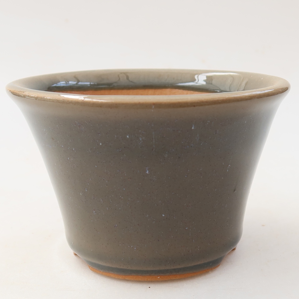 Kerámia bonsai tál, 11 x 11 x 7 cm, szürke színű