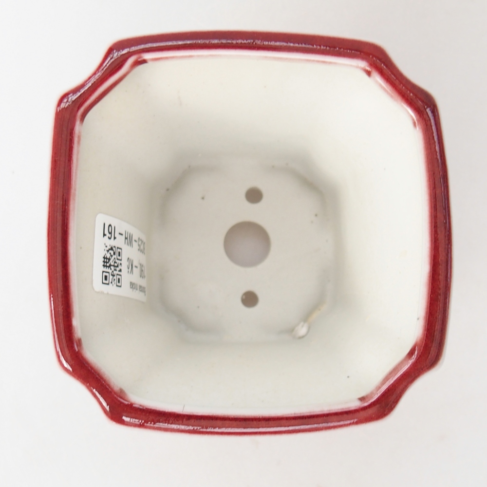 kerámia bonsai tál 10 x 10 x 7 cm, piros színben