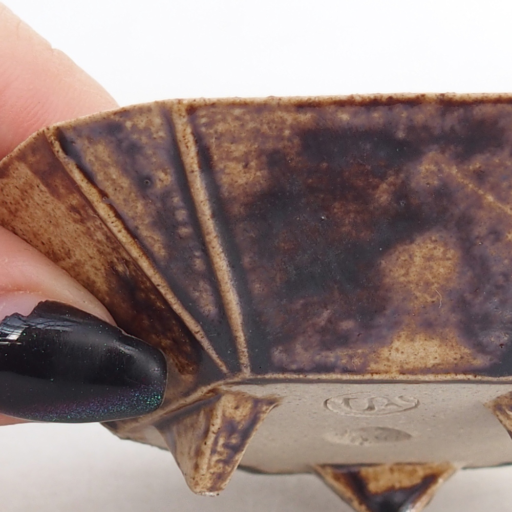 kerámia bonsai tál 8,5 x 8 x 2,5 cm, barna
