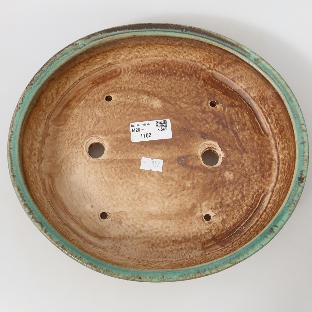 kerámia bonsai tál 26,5 x 24 x 5,5 cm, zöld