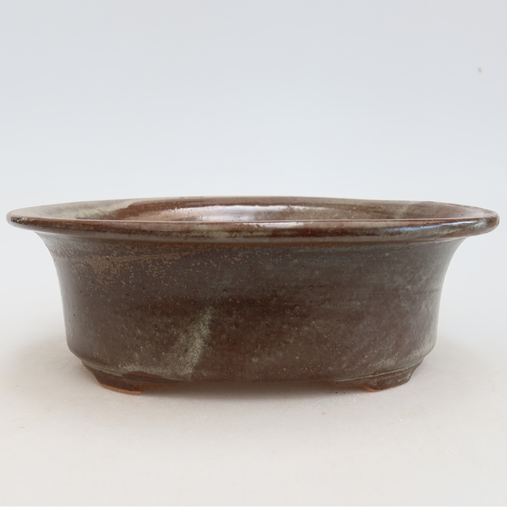 Kerámia bonsai tál, 19,5 x 15,5 x 6,5 cm, barna színű