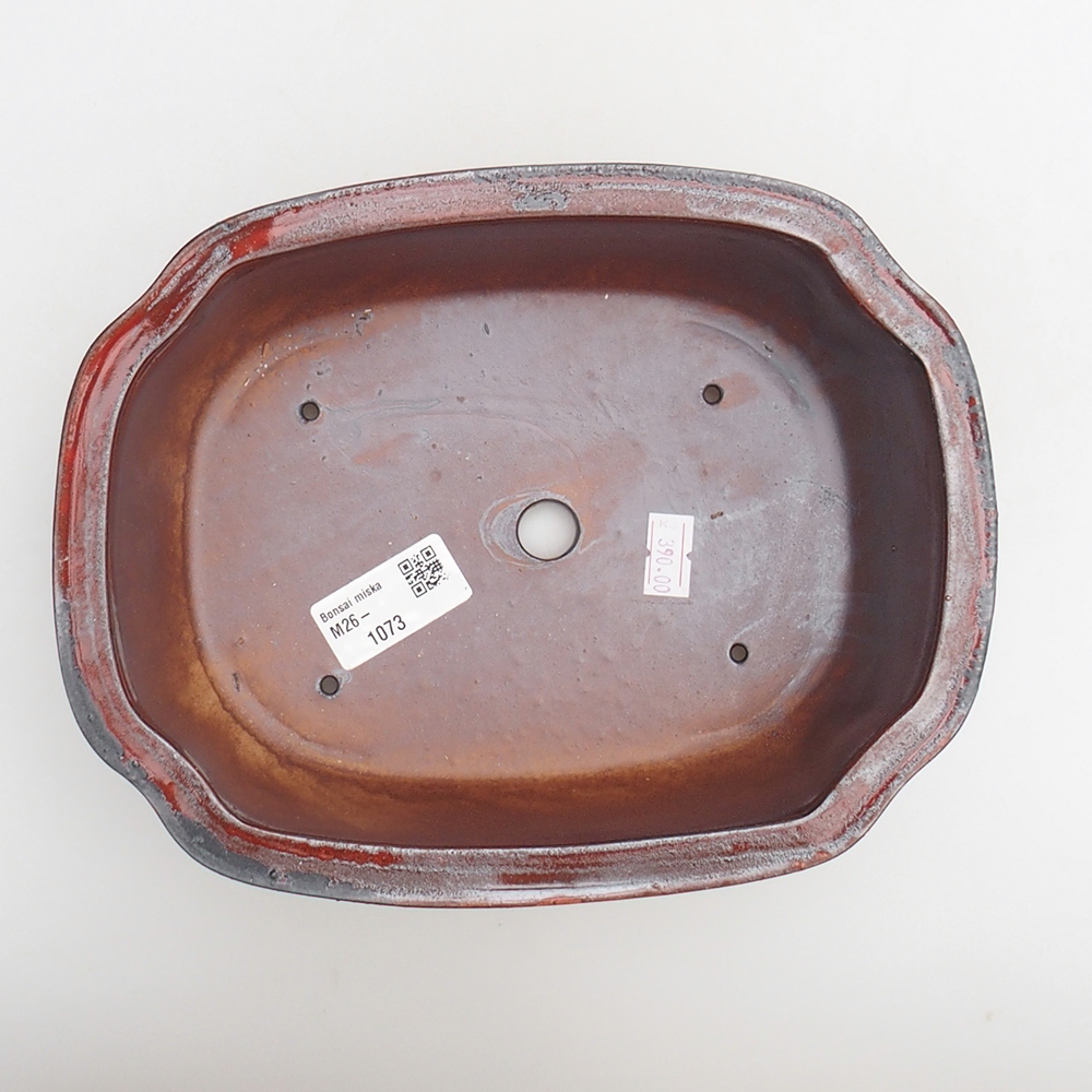 kerámia bonsai tál 22 x 16,5 x 7 cm, piros színben