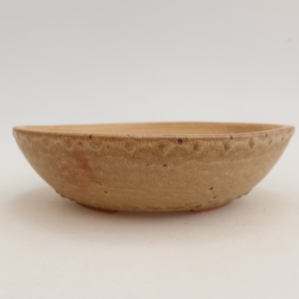Kerámia bonsai-tál, 17,5 x 17,5 x 4,5 cm, bézs színű