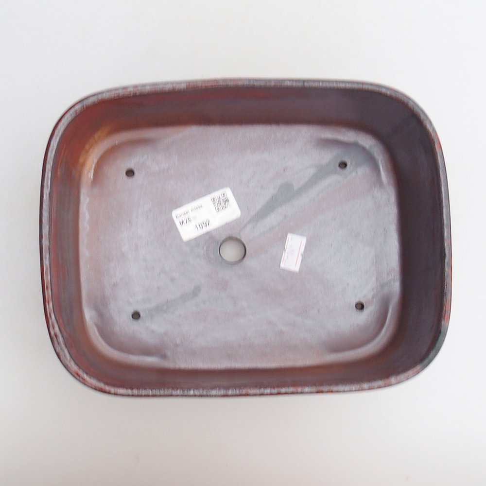 kerámia bonsai tál 23 x 17 x 7,5 cm, piros színben