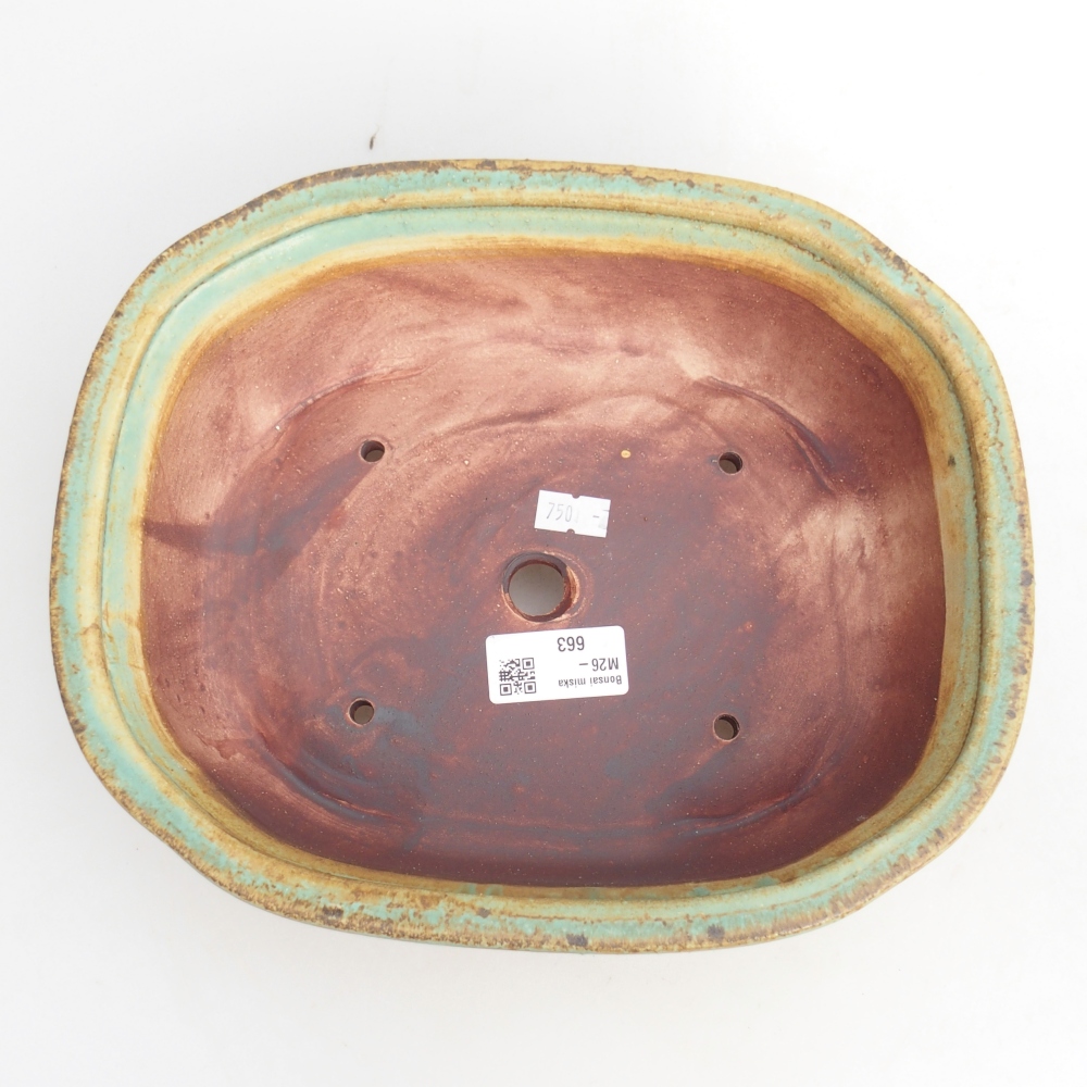 Kerámia bonsai tál 25,5 x 21,5 x 8 cm, zöld