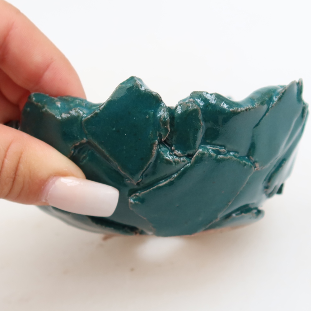 Kerámia héj  10,5 x 10,5 x 6 cm, zöld színű
