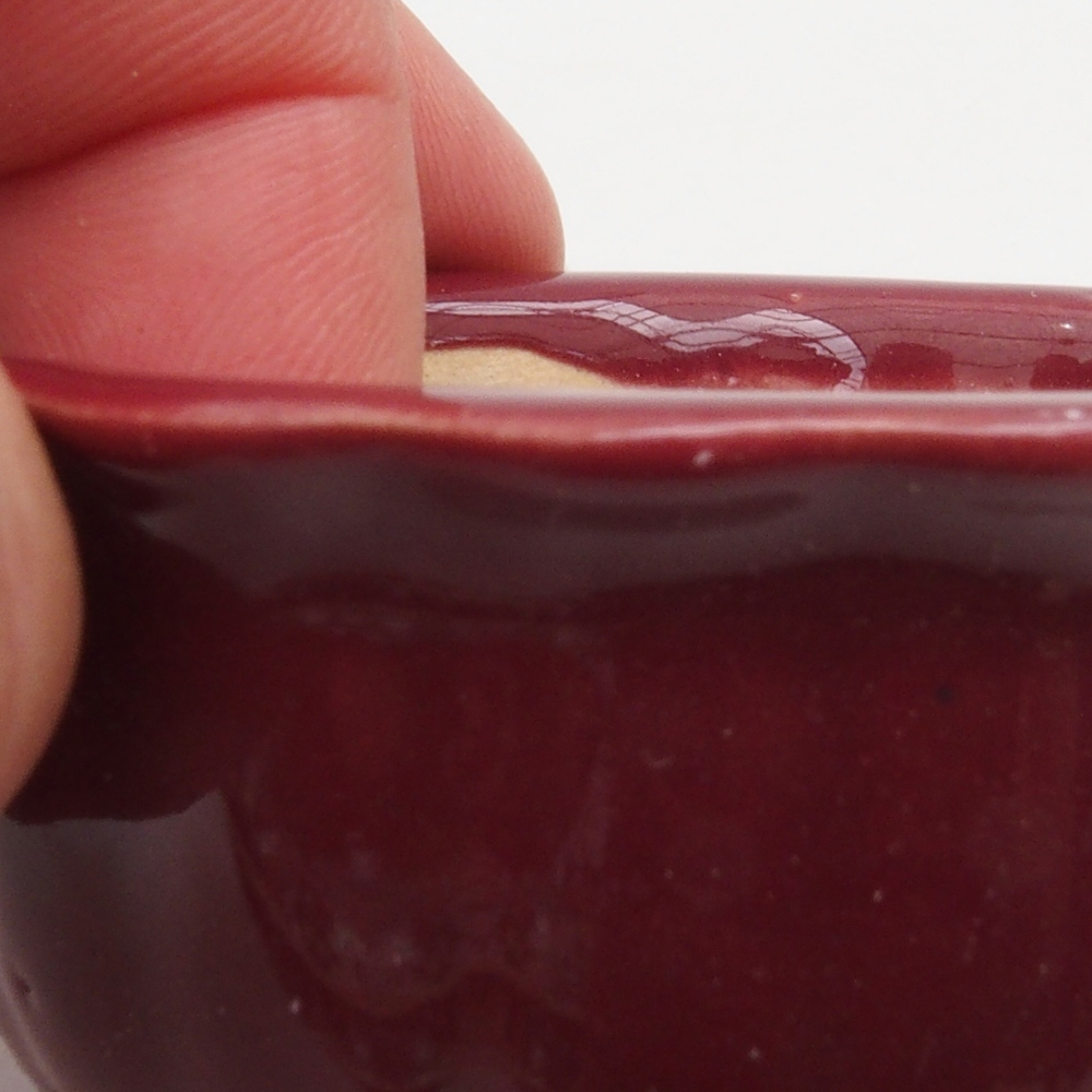 Mini bonsai tál 6,5 x 6,5 x 3,5 cm, bordó színű