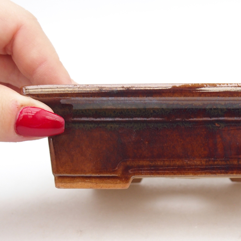 kerámia bonsai tál 13 x 10 x 4 cm, barna