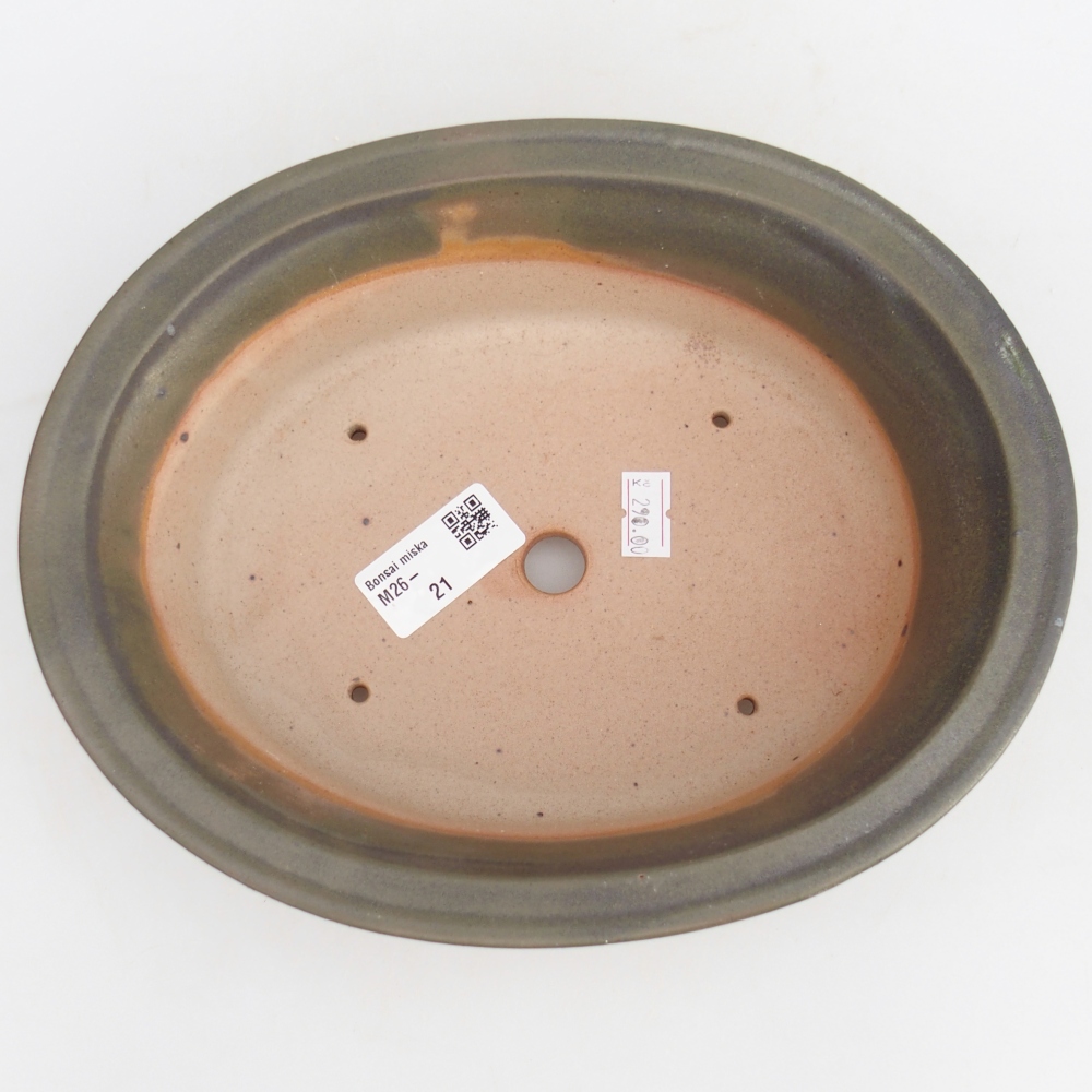 Kerámia bonsai tál 22,5 x 18,5 x 7 cm, zöld