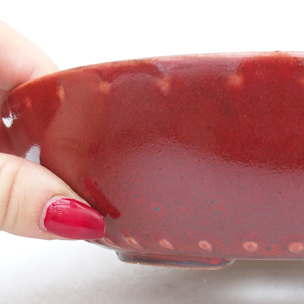 Kerámia bonsai tál 17,5 x 17,5 x 4,5 cm, piros színben