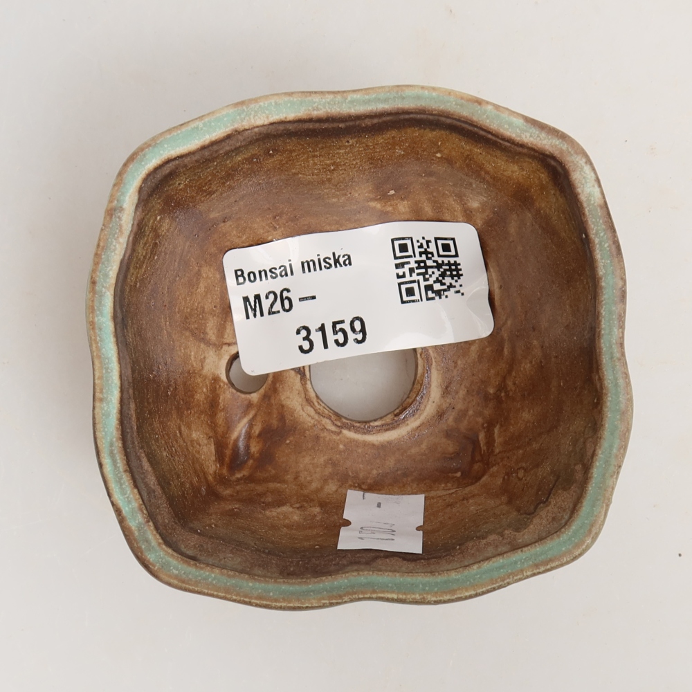 Kerámia bonsai-tál 7 x 7 x 3,5 cm, zöld színű