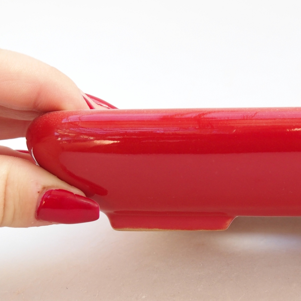 Kerámia bonsai tál 16,5 x 13,5 x 3,5 cm, piros színben