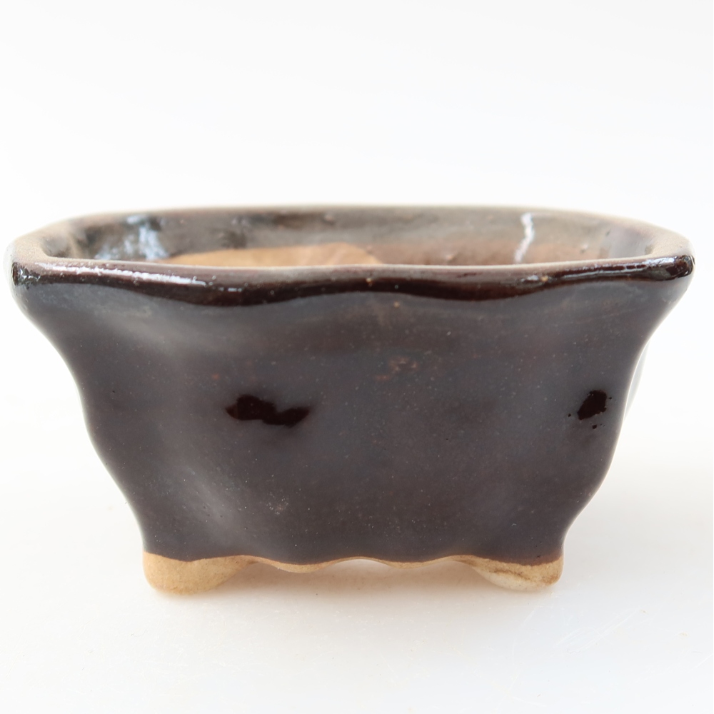 kerámia bonsai tál 7,5 x 7 x 3,5 cm, barna