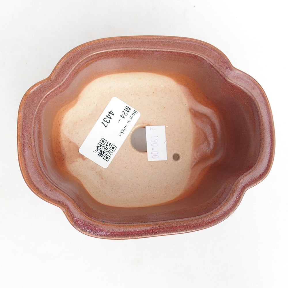Kerámia bonsai tál 13 x 10,5 x 5,5 cm, bordó, bordó színű