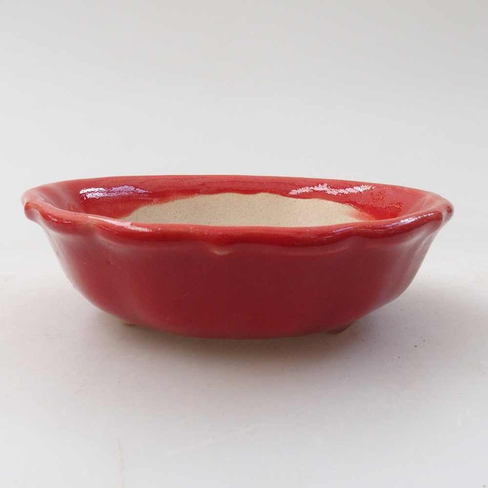 Mini bonsai tál 7 x 7 x 2 cm, piros színben