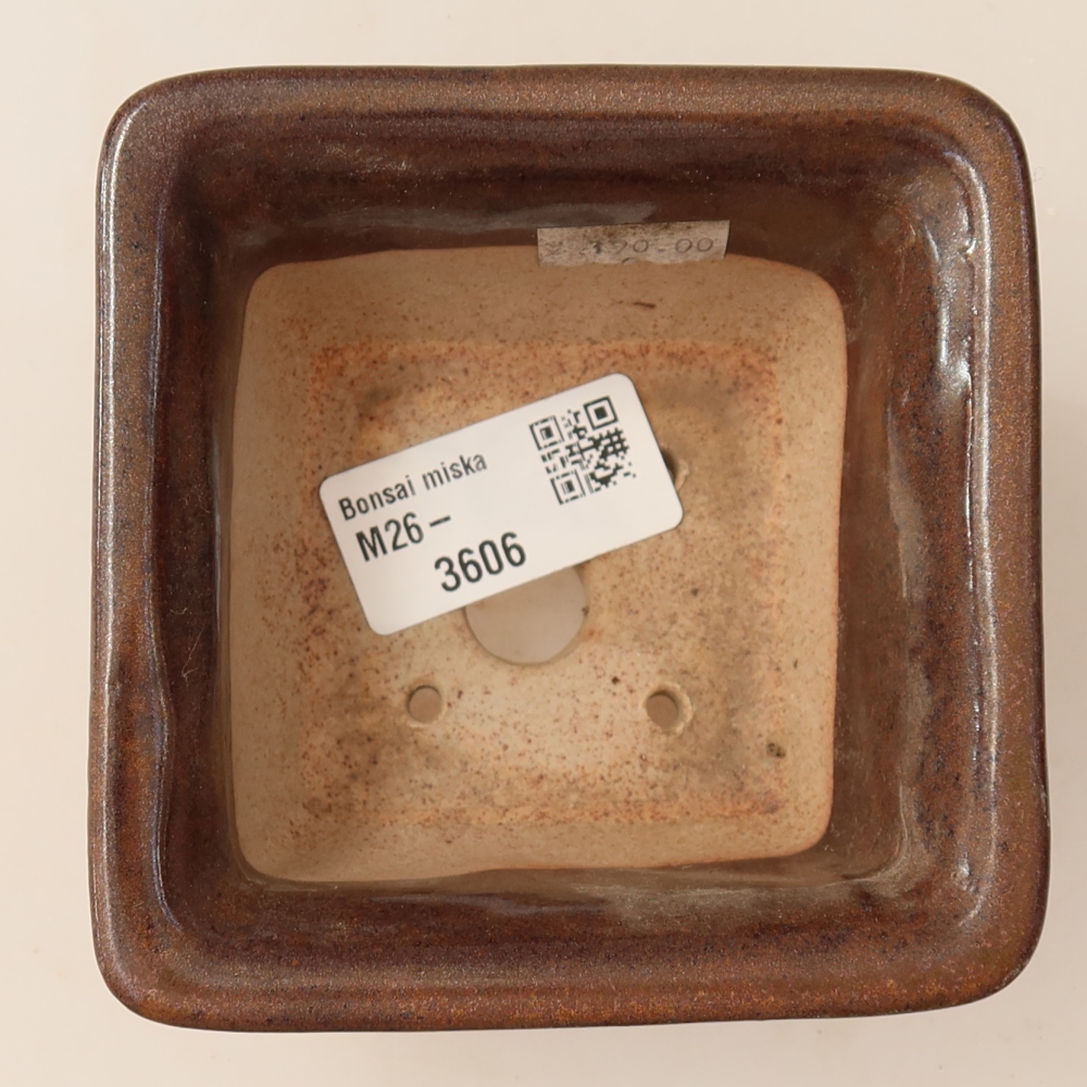 Kerámia bonsai-tál 9,5 x 9,5 x 5,5 cm, barna színű