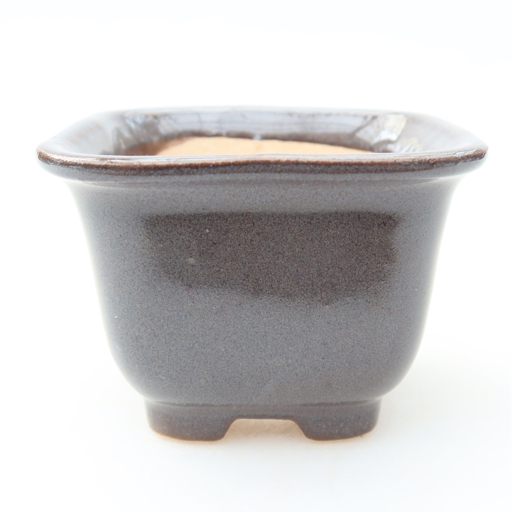 Kerámia bonsai-tál 6,5 x 6,5 x 5 cm, szürke színű