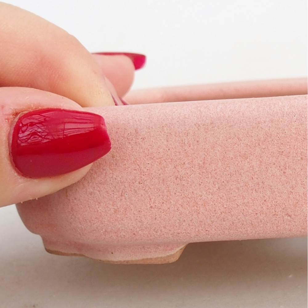 kerámia bonsai tál 12,5 x 9 x 3 cm, rózsaszínű