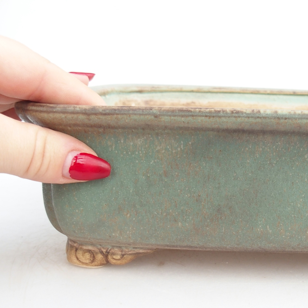 kerámia bonsai tál 25 x 20 x 7,5 cm, zöld