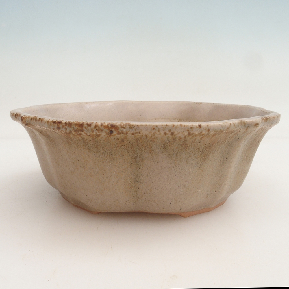 Bonsai tál H06 - 14,5 x 14,5 x 5 cm. - bézs színű