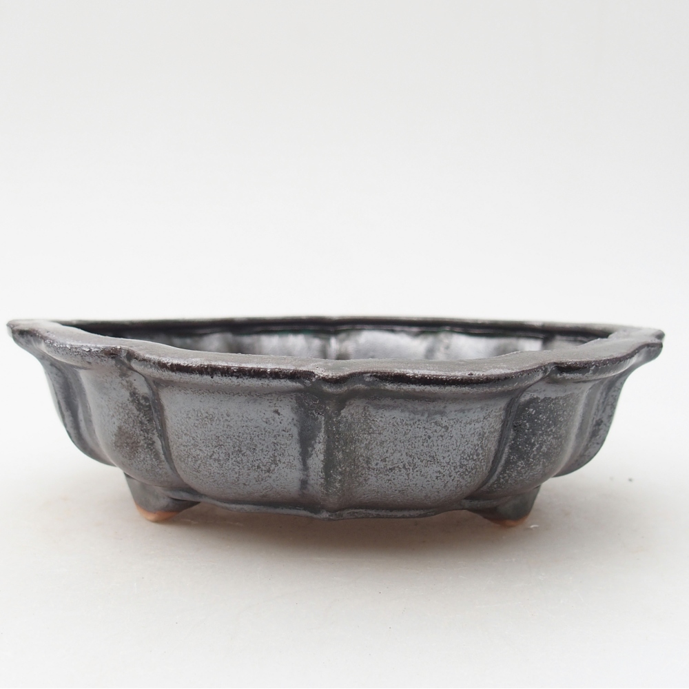 kerámia bonsai tál 18 x 18 x 5 cm, metál zöld