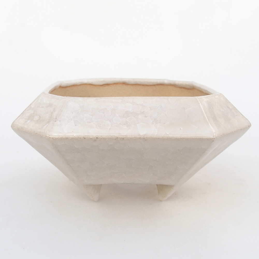 kerámia bonsai tál 13,5 x 13,5 x 7,5 cm, bézs színű