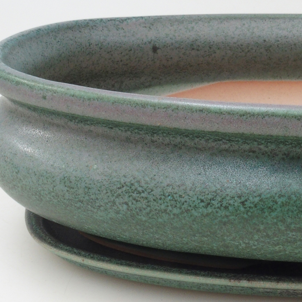 Bonsai tál + csészealj H15 - 25,5x17,5x6 cm. - zöld