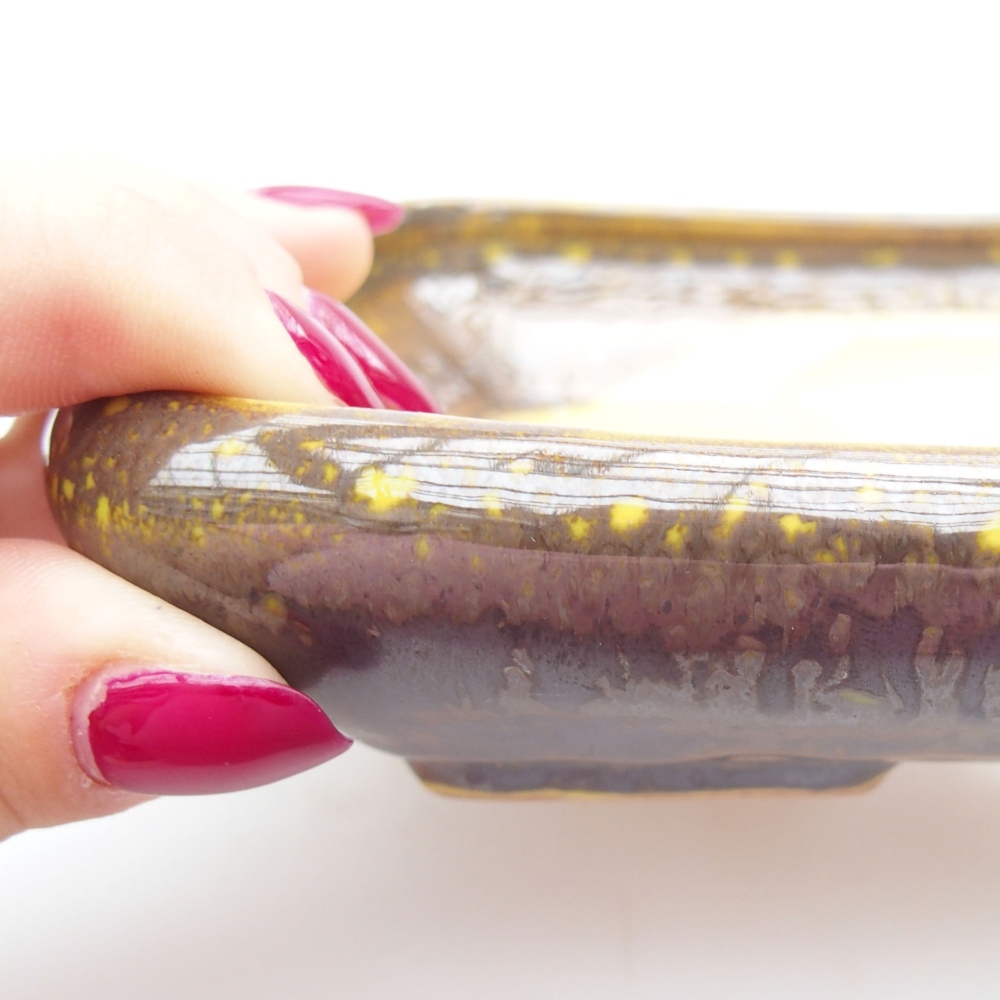 kerámia bonsai tál 17 x 14 x 3,5 cm, sárga