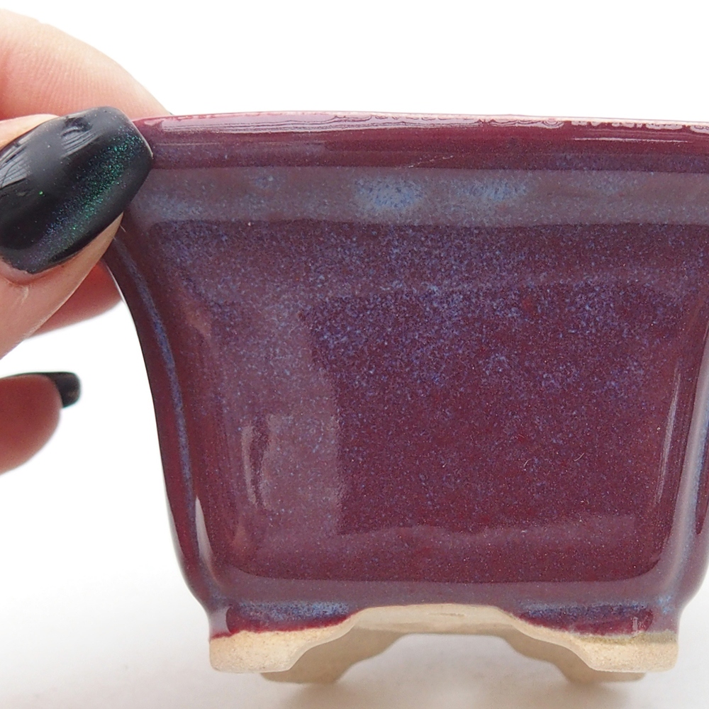 Mini bonsai tál 7,5 x 7,5 x 4,5 cm, bordó színű