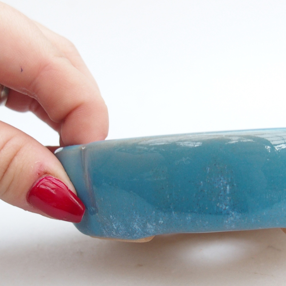 kerámia bonsai tál 11 x 11 x 3 cm, kék színben