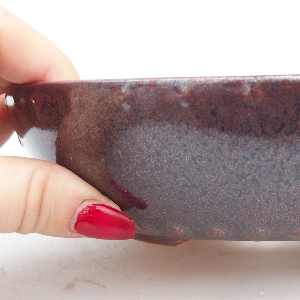 kerámia bonsai tál 17,5 x 17,5 x 4,5 cm, barna