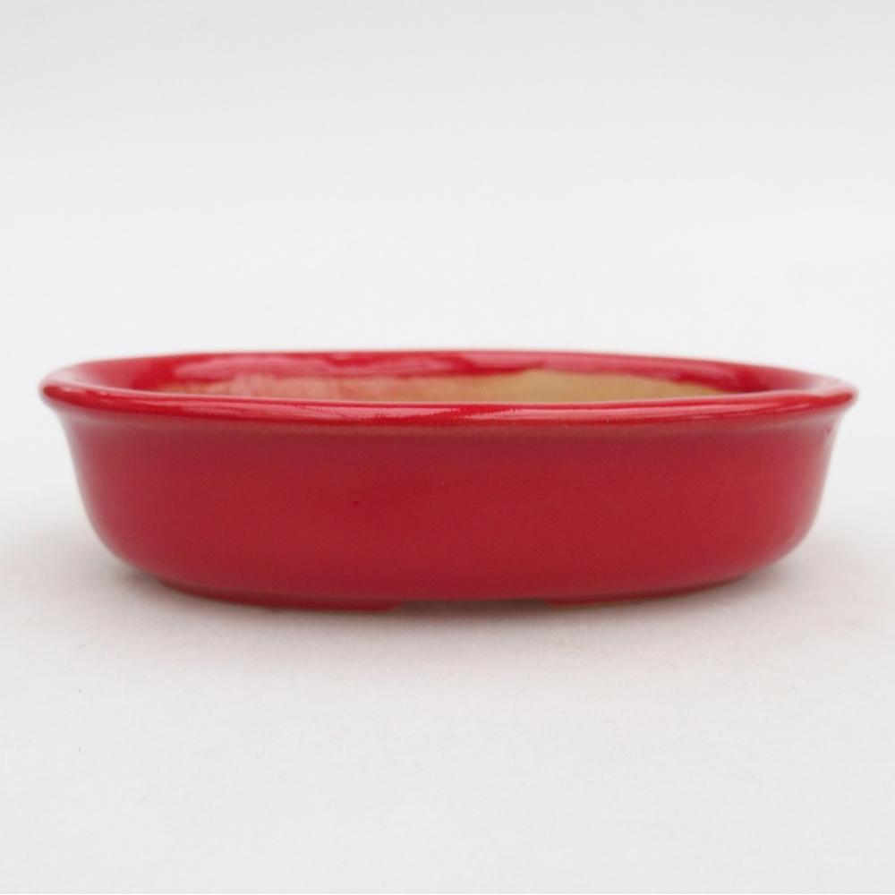 kerámia bonsai tál 12 x 8,5 x 3 cm, piros színben