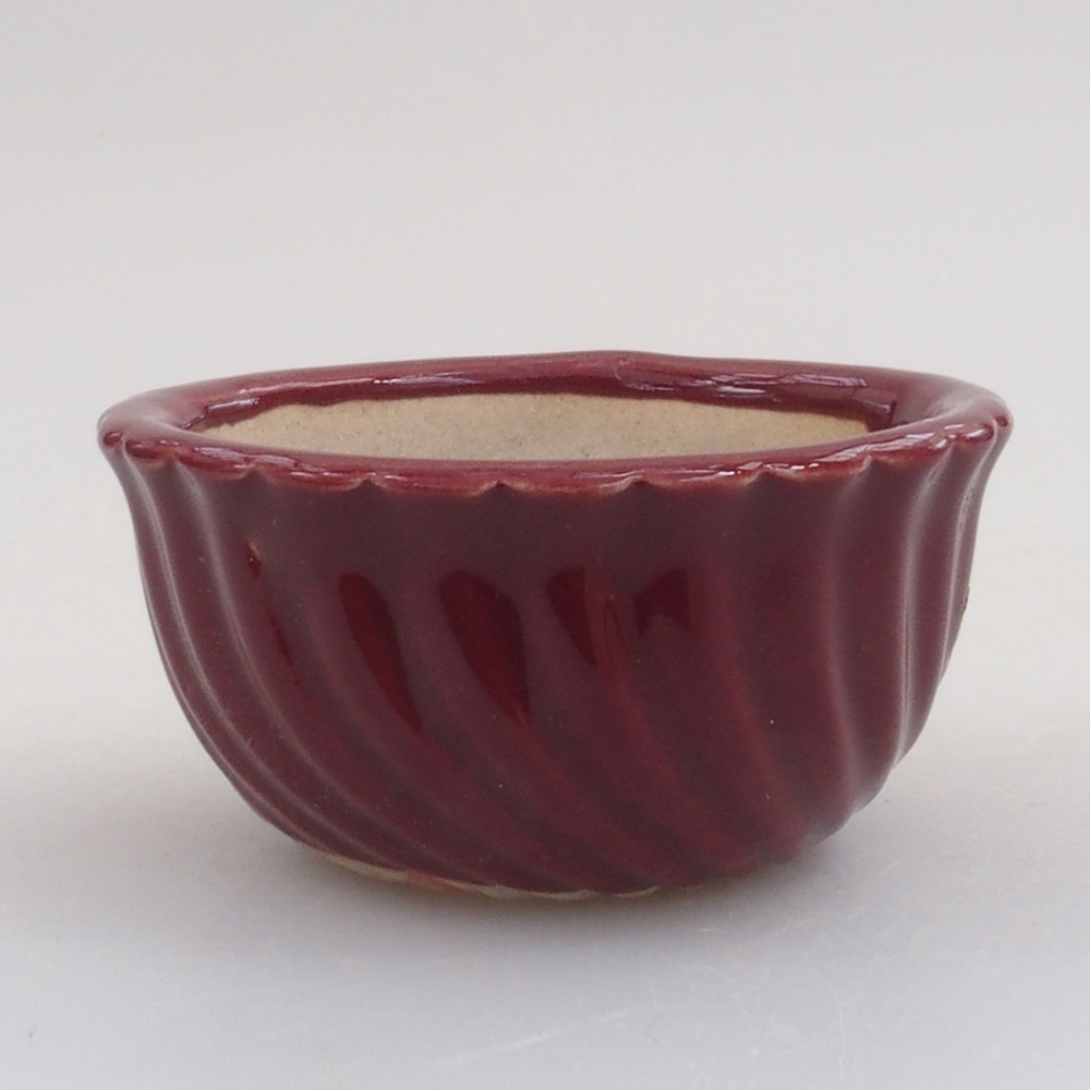 Mini bonsai tál 5 x 5 x 2,5 cm, bordó színben