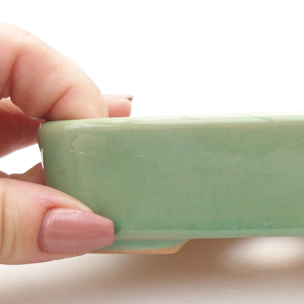 kerámia bonsai tál 12,5 x 9 x 3,5 cm, zöld