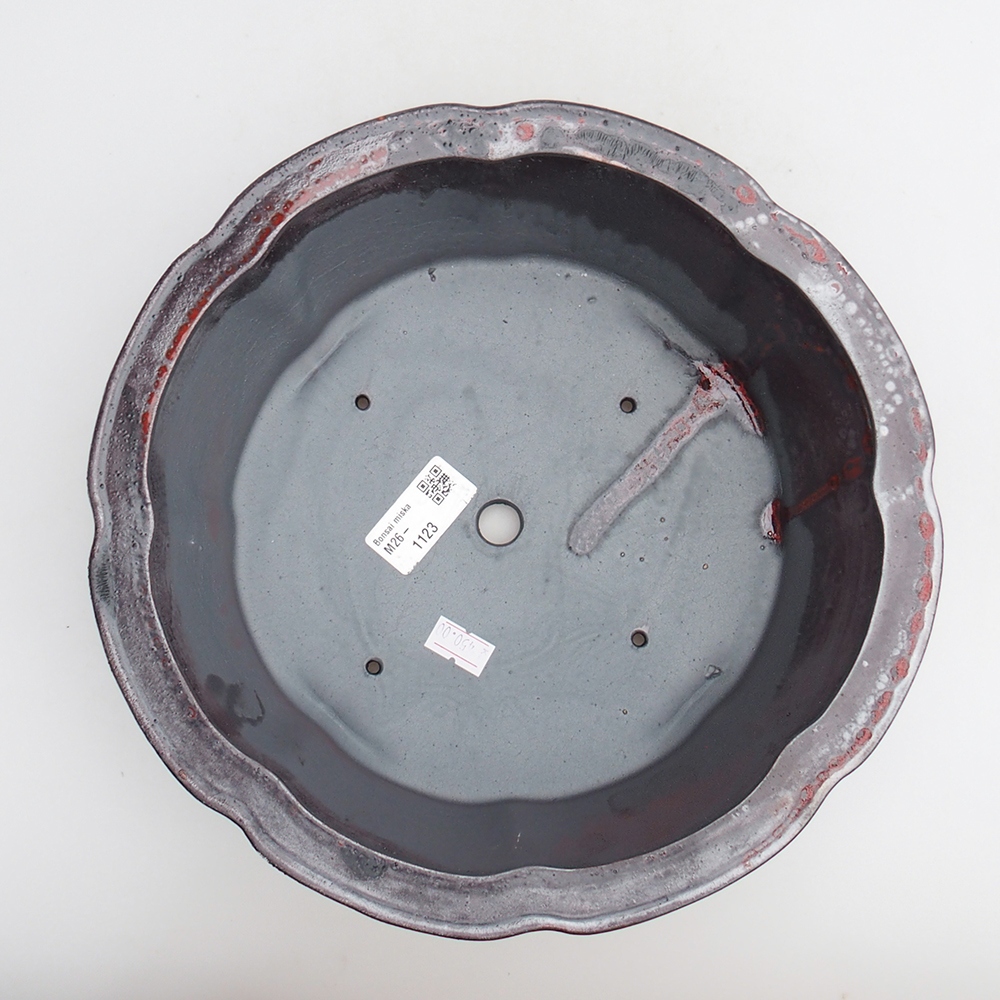 kerámia bonsai tál 26 x 26 x 8 cm, piros-fekete