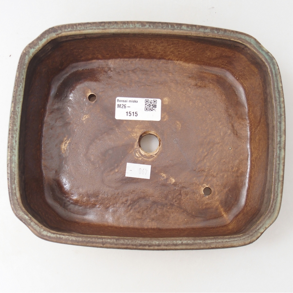 kerámia bonsai tál 21,5 x 18 x 6 cm, színes, öntözött
