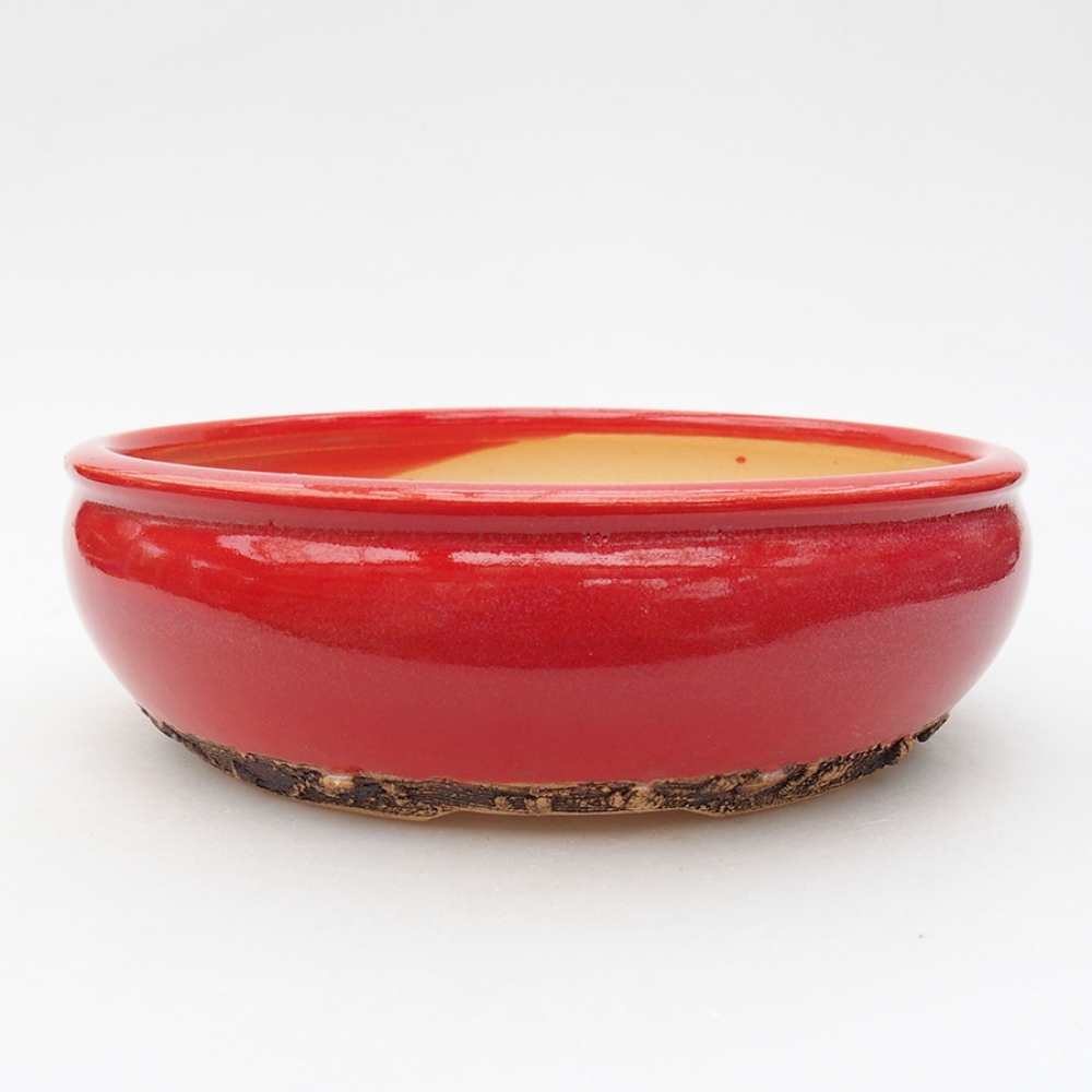 kerámia bonsai tál 18,5 x 18,5 x 6 cm, piros színben