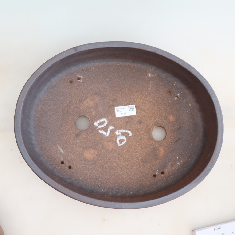 Kerámia bonsai tál, 37,5 x 30 x 7 cm, barna színű