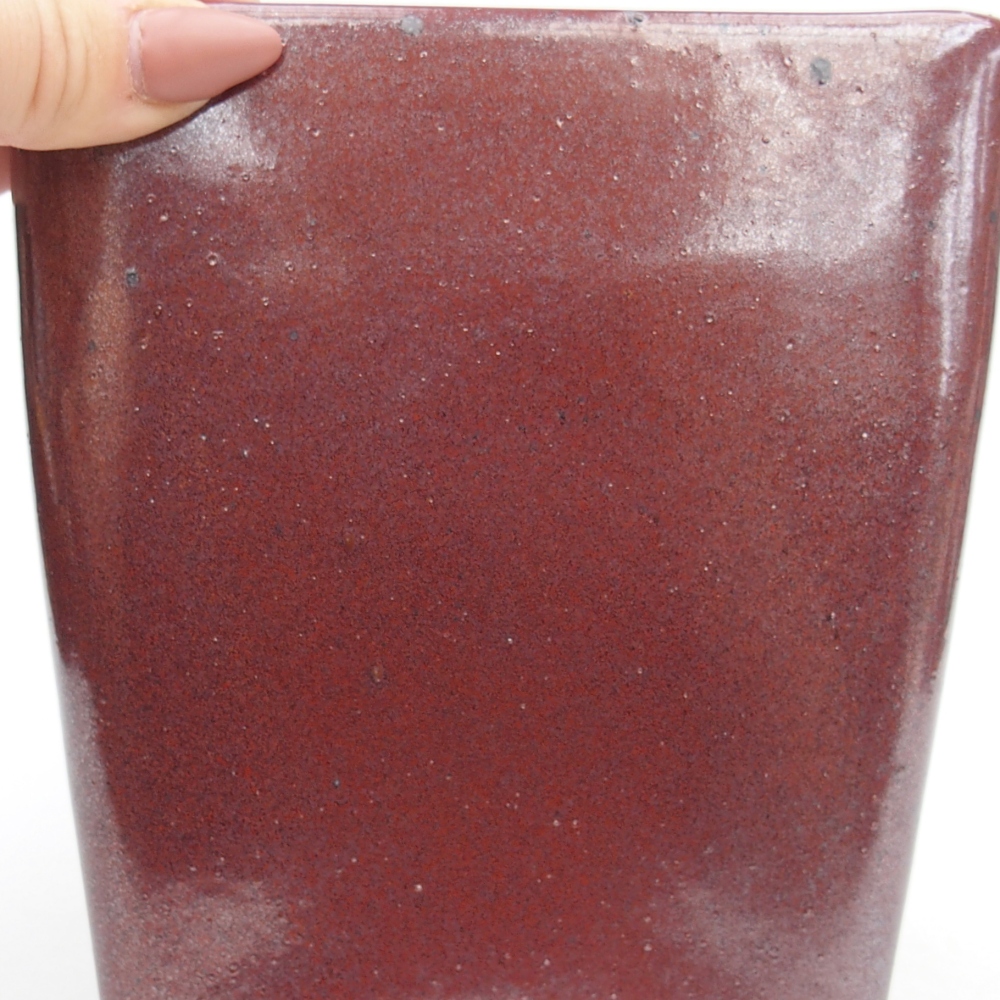 kerámia bonsai tál 13,5 x 13,5 x 15 cm, bordó színű