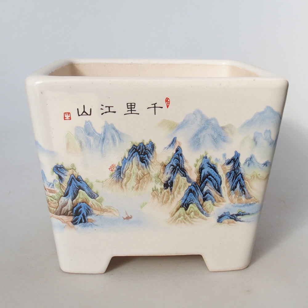 kerámia bonsai tál 14 x 14 x 11 cm, fehér színű