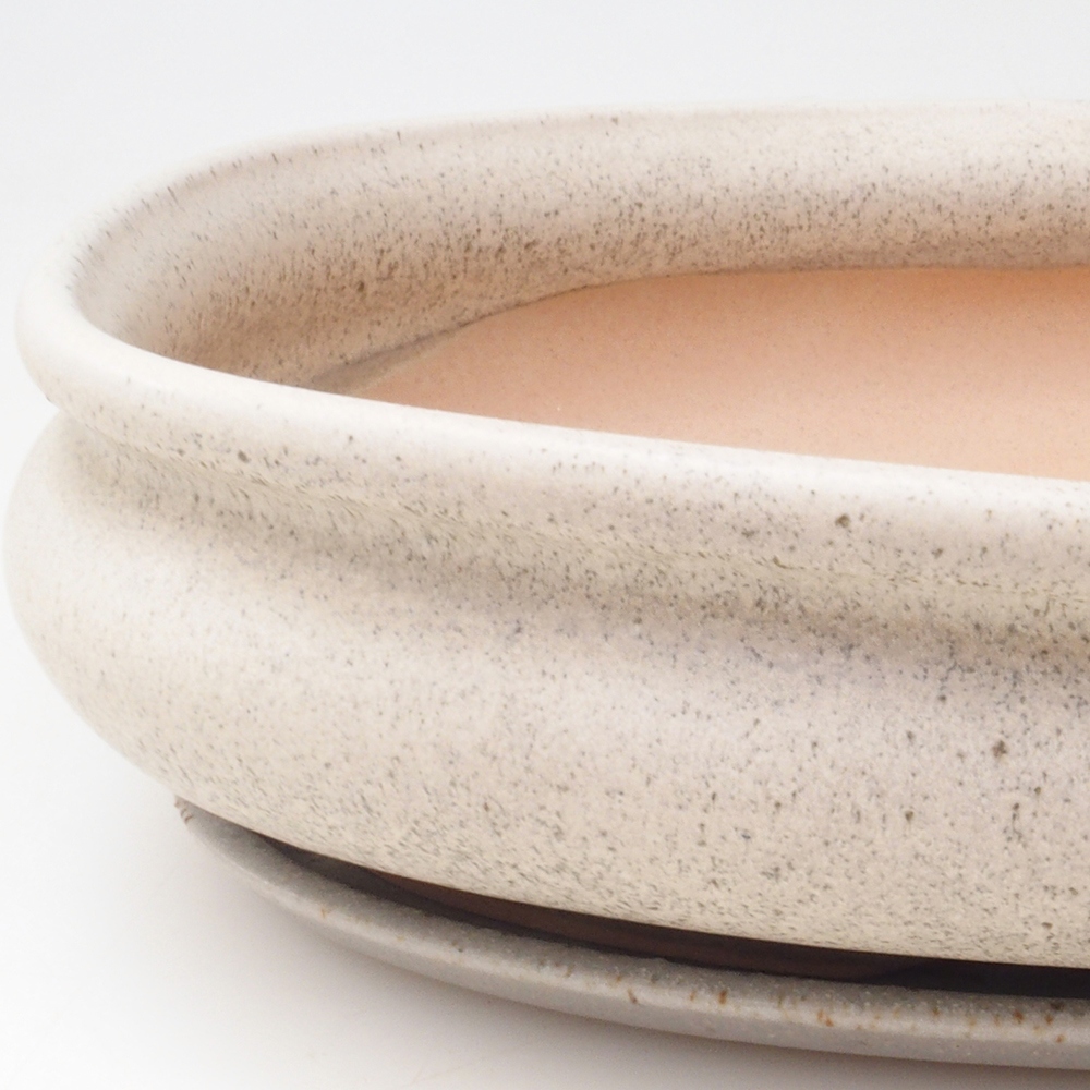 Bonsai tál + csészealj H15 - 25,5x17,5x6 cm. - bézs színű