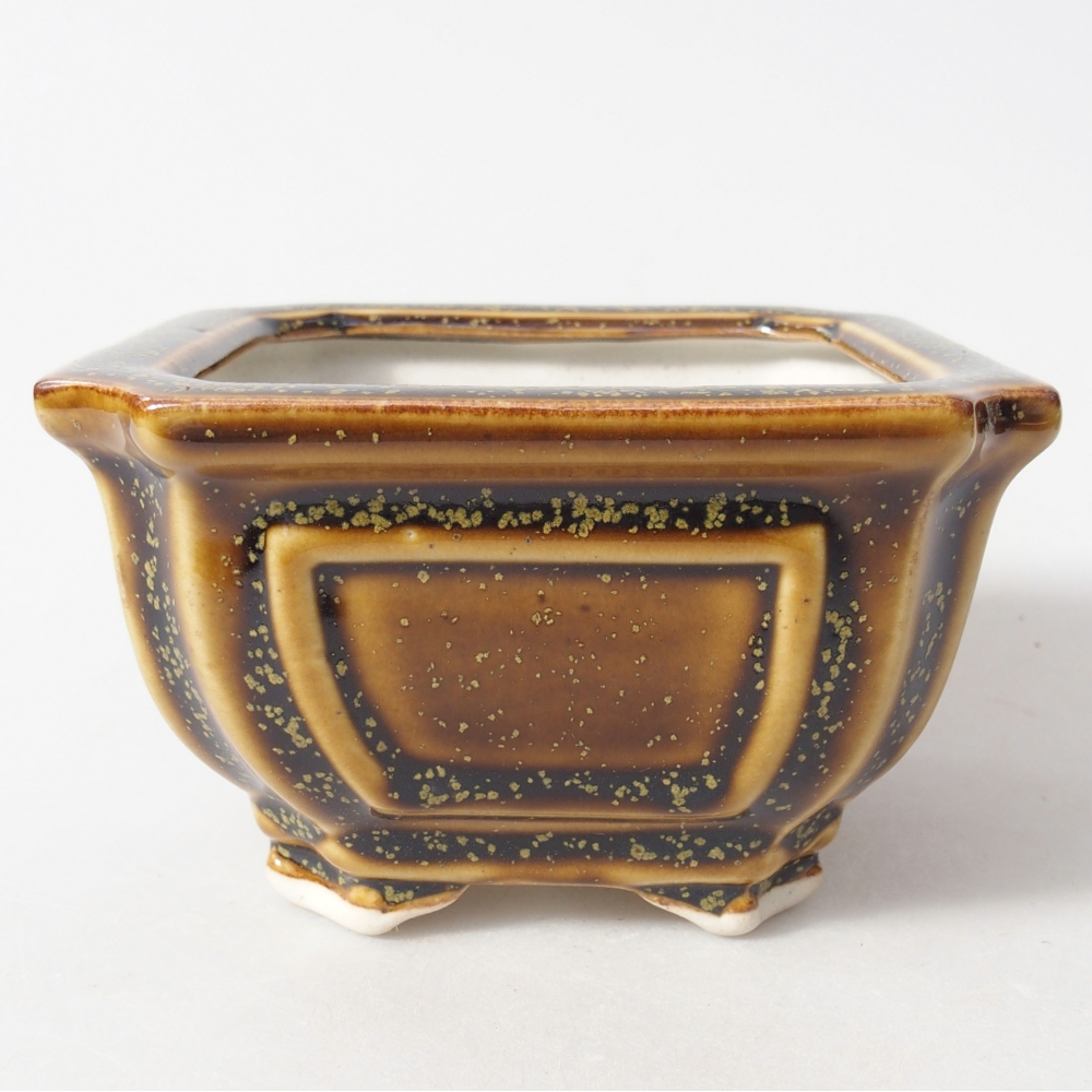 kerámia bonsai tál 11 x 11 x 7 cm, sárga