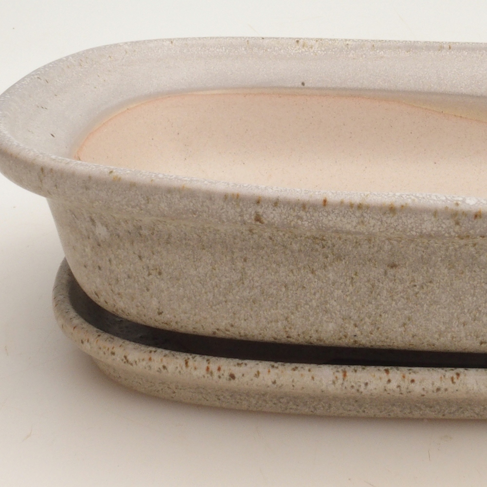 Bonsai tál + csészealj H25 - 23 x 17 x 5,5 cm. - bézs színű