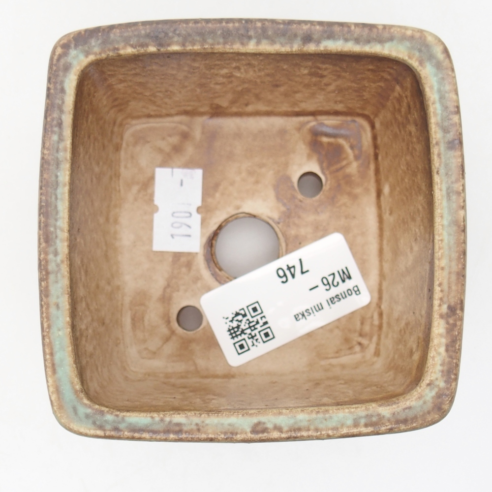 Kerámia bonsai tál 8,5 x 8,5 x 5,5 cm, zöld