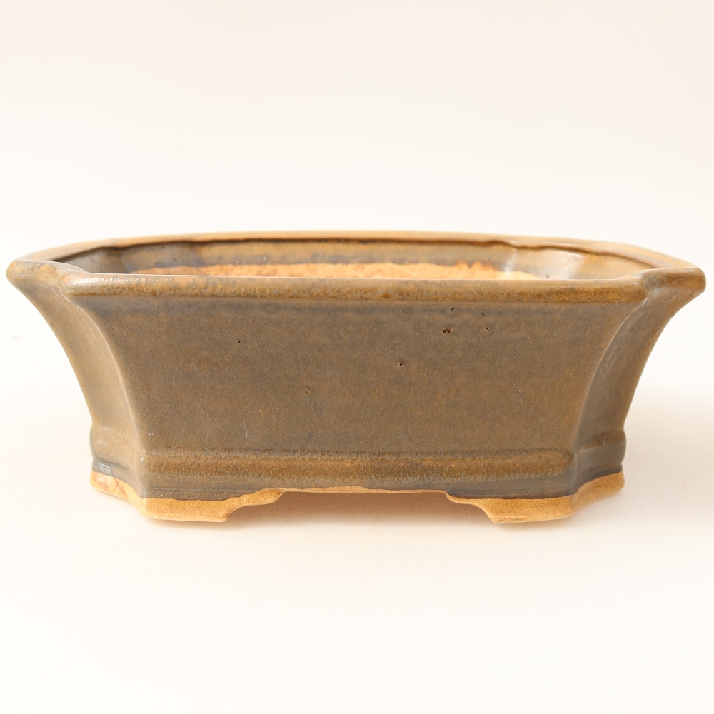 Kerámia bonsai tál, 18 x 15,5 x 6 cm, barna színű