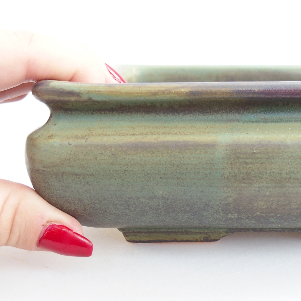 Kerámia bonsai tál 15,5 x 15,5 x 6 cm, zöld