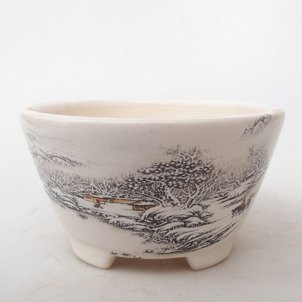 kerámia bonsai tál 12 x 12 x 6,5 cm, fehér színben